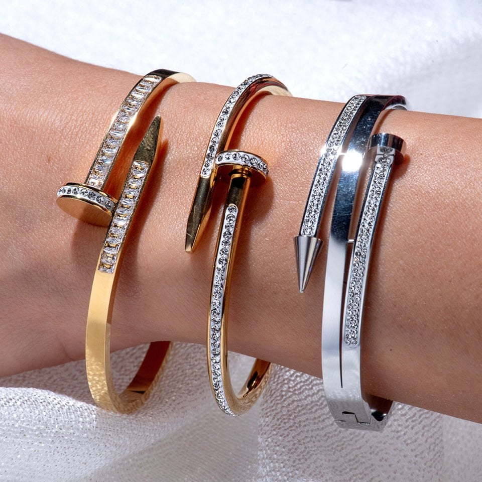 Çivi Bileklik Çivi Model Gold Çelik