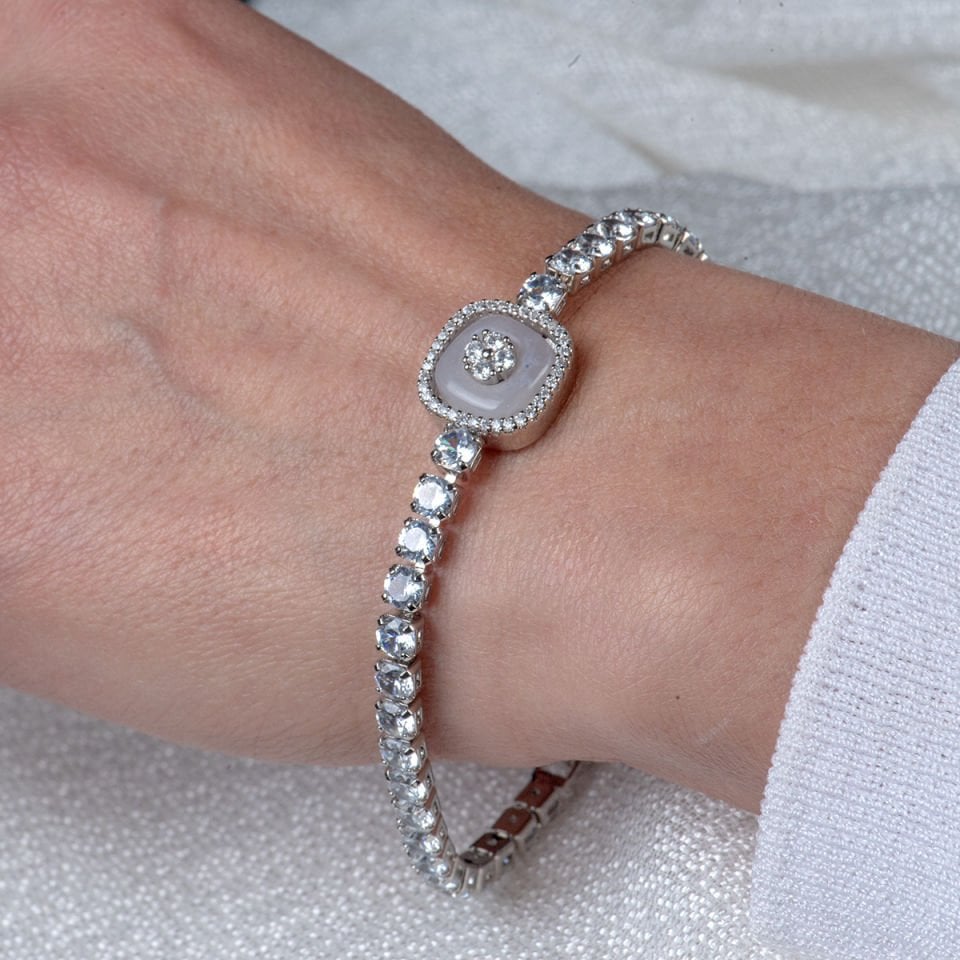 Taşlı Zirkon Bileklik Silver Taşlı Zirkon Bileklik