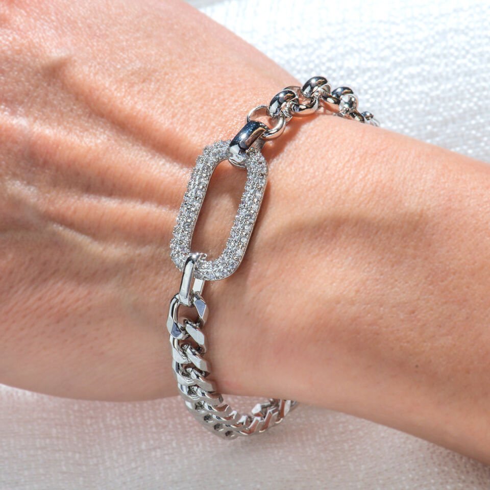 Silver Taşlı Halka Bileklik