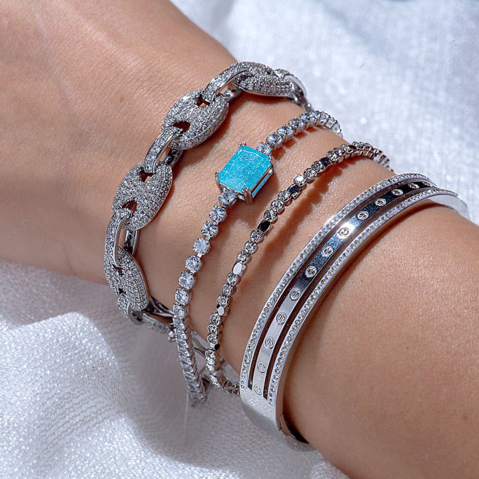Silver Taşlı Bileklik Silver Taşlı Yarım Bileklik