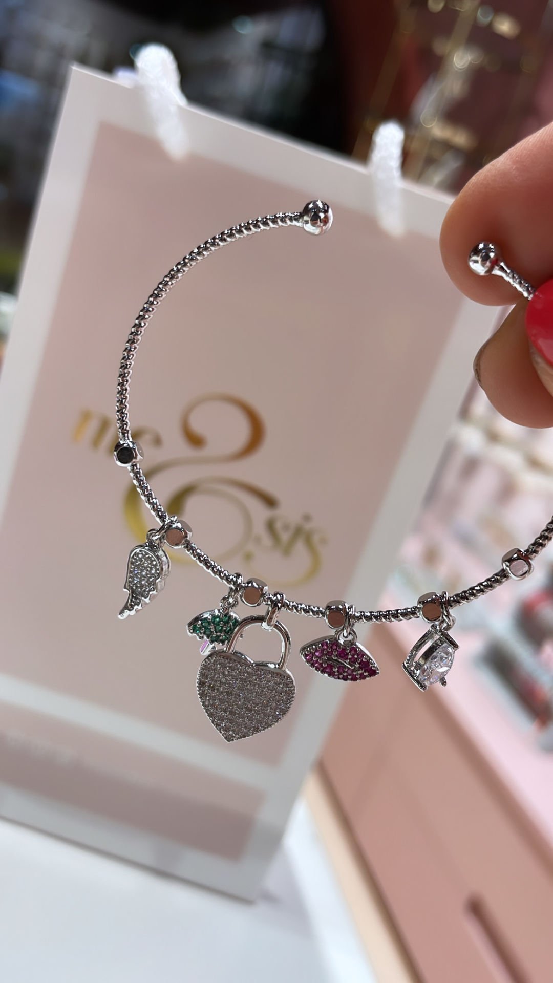 Silver Bileklik Silver Kalp Model Sallantılı Bileklik