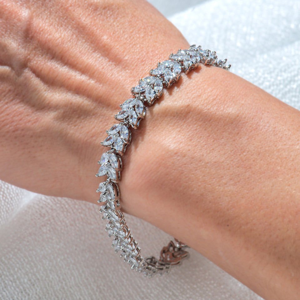 Zirkon Bileklik Yaprak Model Silver Bileklik