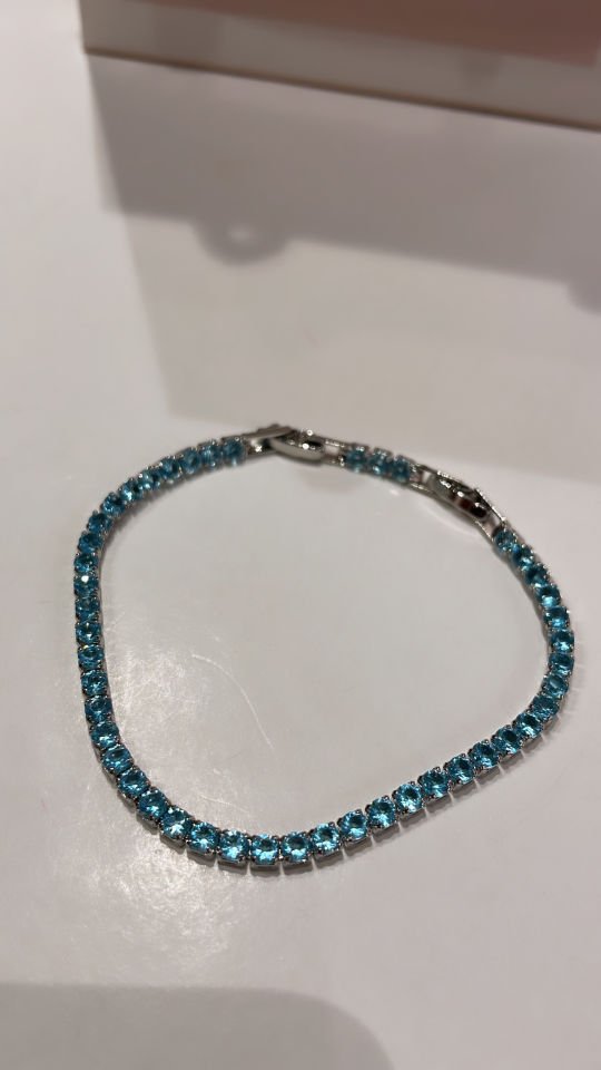 Silver Bileklik Mini Mavi Taşlı Suyolu Bileklik