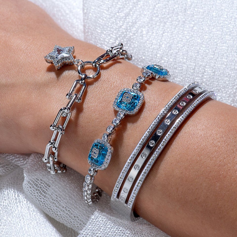 Silver Bileklik Yıldız Sallantılı İthal Bileklik