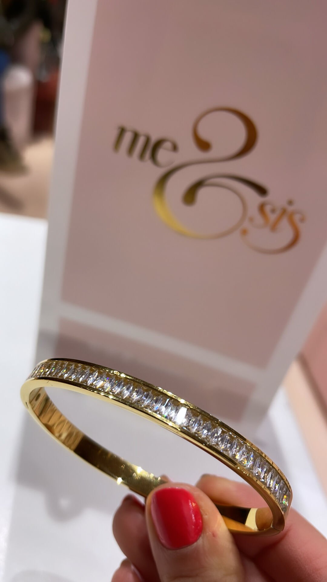 Gold Bileklik Kesme Taşlı Çelik