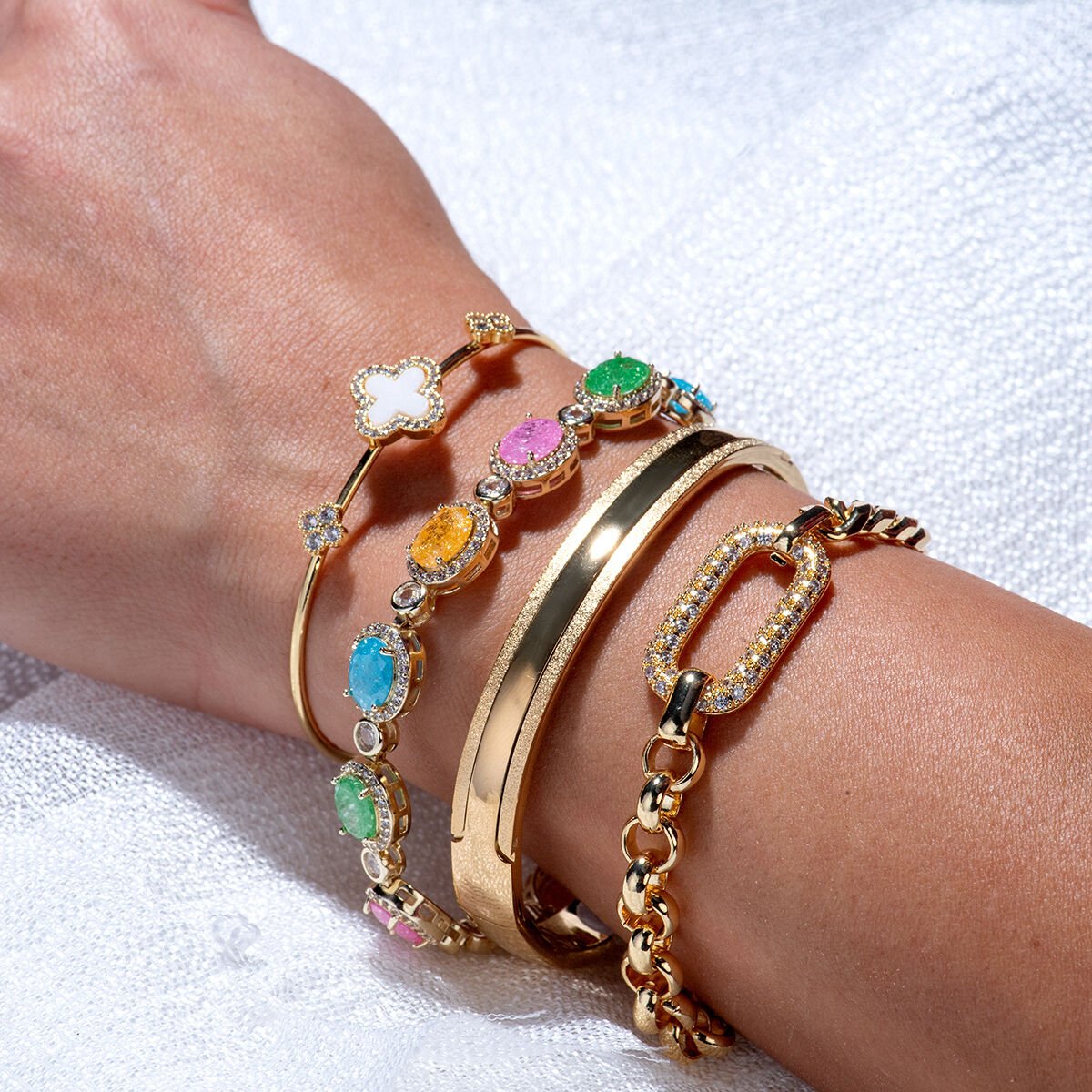 Gold Bileklik Gold Taşlı Halka Bileklik