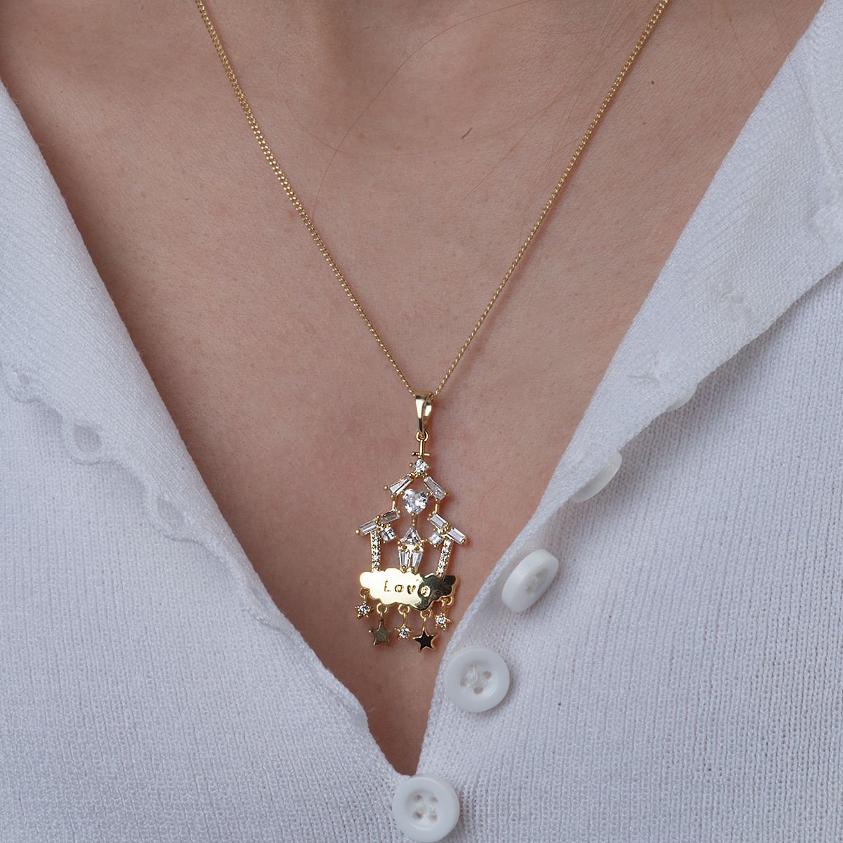 Love Model Taşlı Minimal Kolye