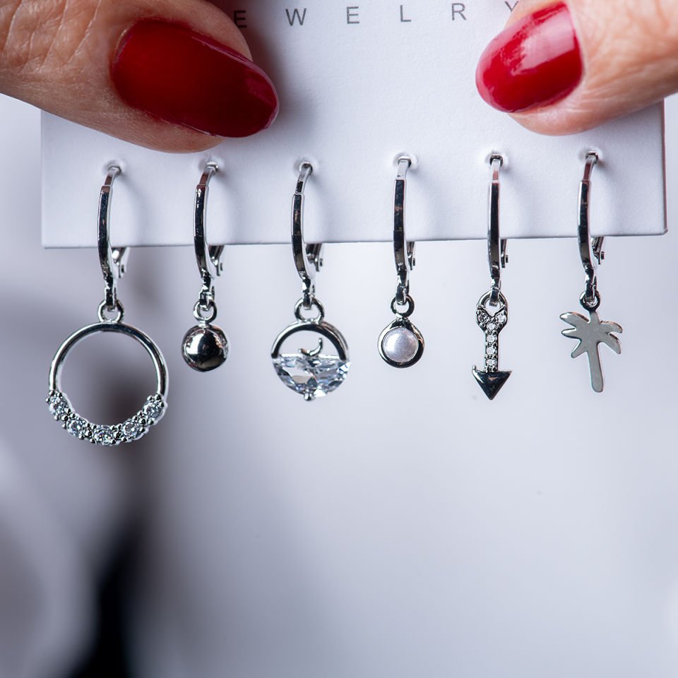 Altılı Silver Küpe Seti Altılı Silver Küpe Seti