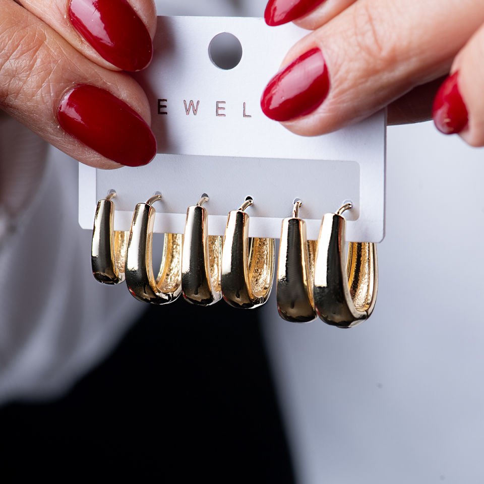 Altılı Gold Küpe Seti Altılı Gold Küpe Seti