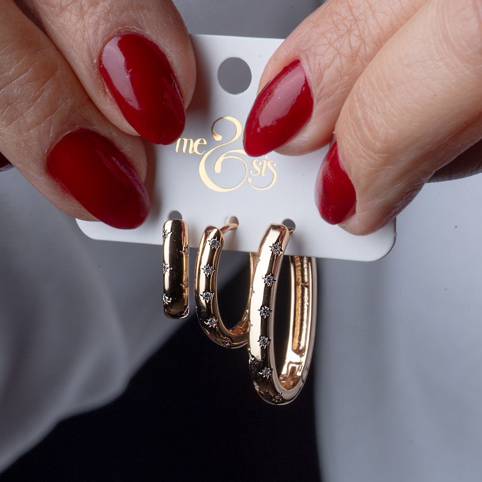 Üçlü Gold Küpe Seti Üçlü Gold Küpe Seti