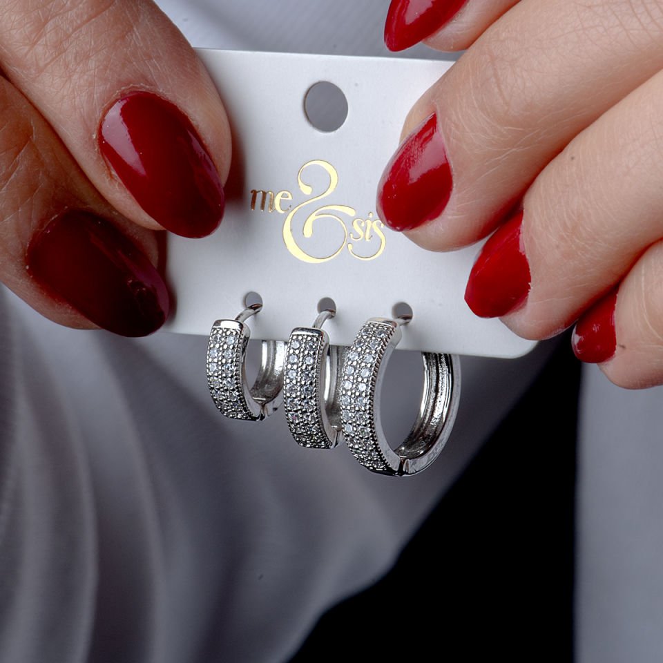 Üçlü Silver Küpe Seti