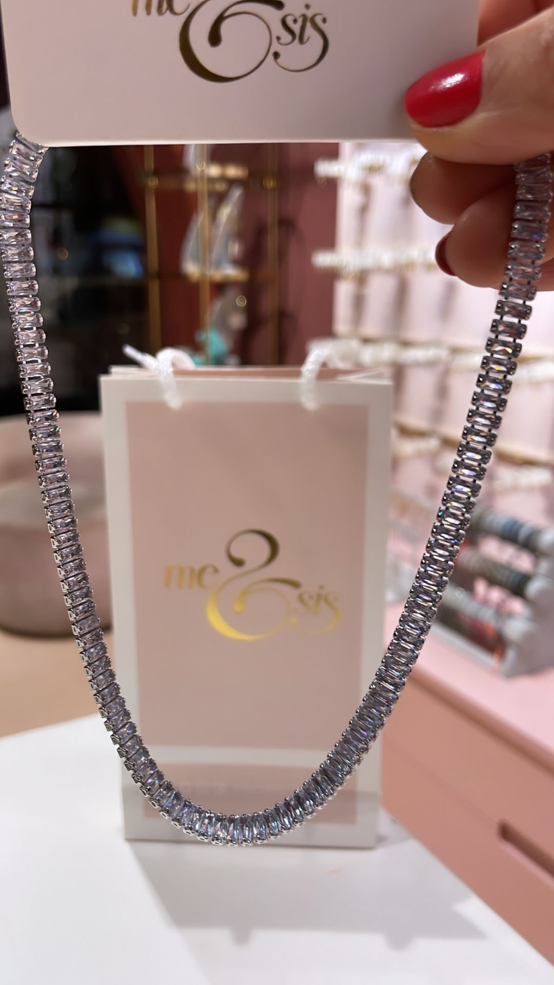 Taşlı İthal Kolye Kesme Taşlı Silver Kolye