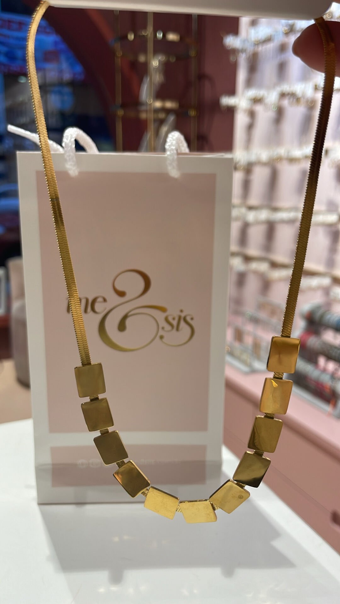 İthal Seri Kolye Çelik Kare Model Gold Kolye