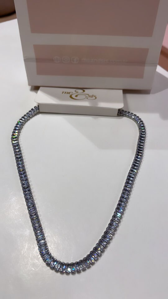 Zirkon Taşlı Kolye Kesme Taşlı Silver Kolye